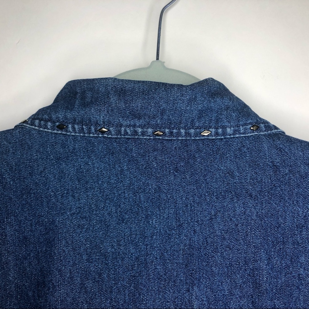 STONEBRIDGE PETITES denim metallic studs top 8P - Picture 3 of 15
